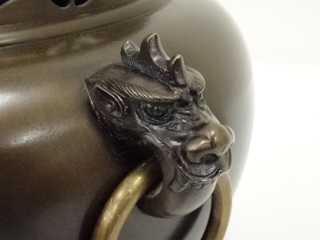 道具 ] - 道具 鋳師 孫兵衛造 唐銅鬼面風炉・丸釜添（共箱） | ネット